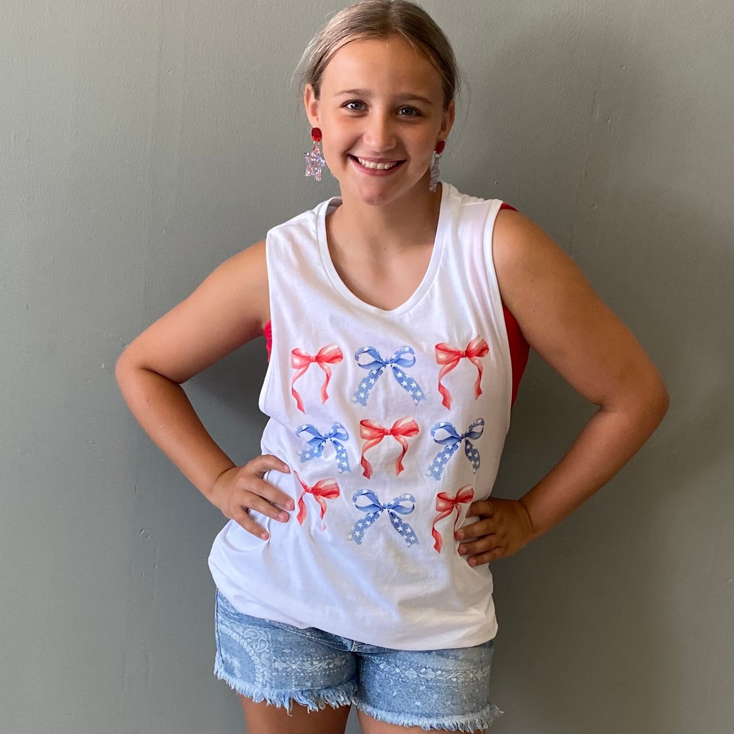 Coquette Patriotic Bow Tank